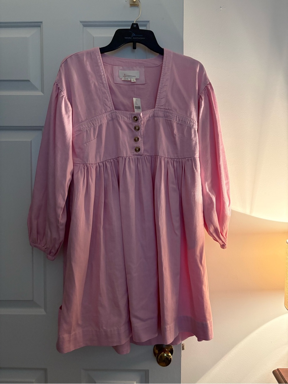 Pink Button-Front Babydoll Dress - Anthropologie